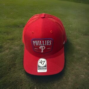 '47 Brand Men's Philadelphia Phillies Red SnapBack Cap Adjustable‎ Trucker Hat